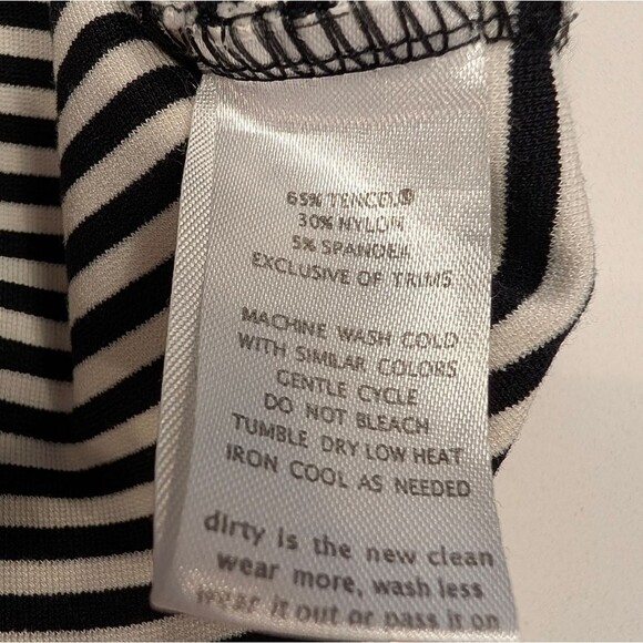 Toad & Co Black White Striped Stretch Pencil Mini Skirt L Parisian Minimalist - Picture 4 of 8